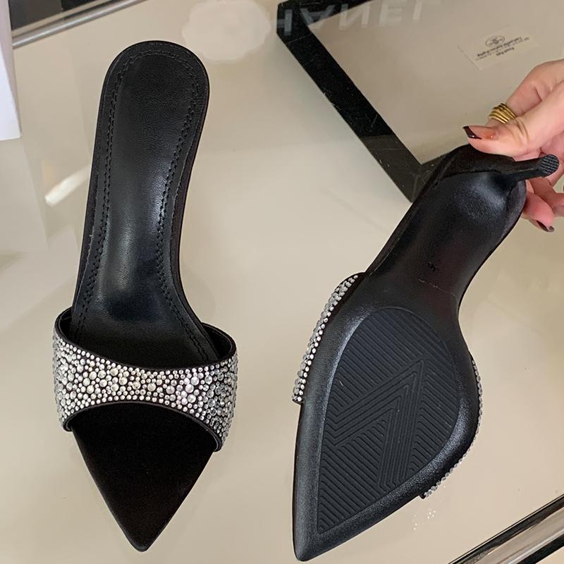 Fashion Leopard Women Sandals Super High Shoes 2024 Heels Rhinestone Designer Fashion Ladies Shoes For Pointed Toe Casual Female Pumps