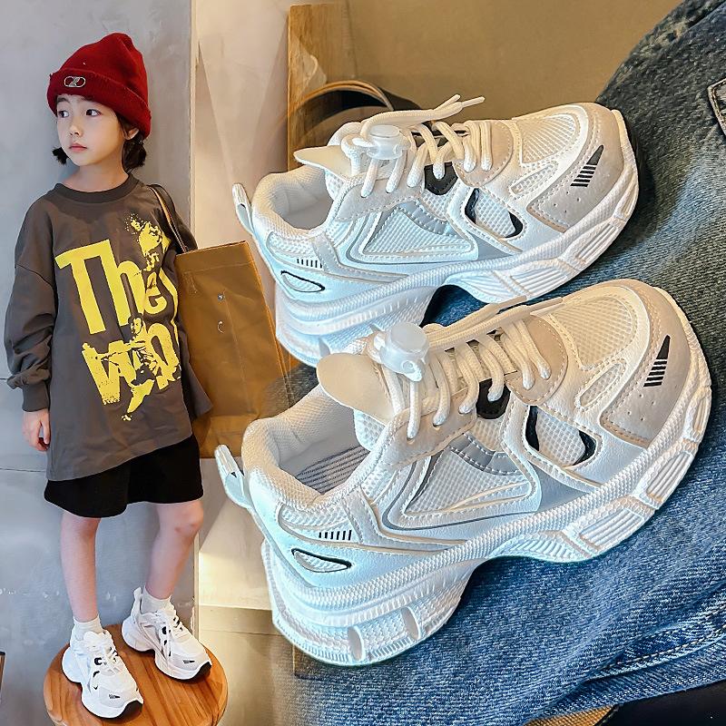 Boys net shoes 2025 spring and autumn new mesh dad shoes net shoes breathable fashion girls hollow sports shoes trendy brand