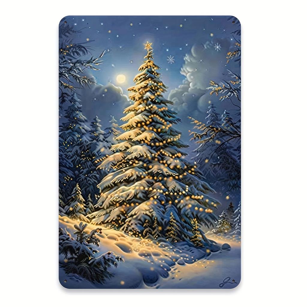 Room Decor Pc Vintage Christmas Tree Metal Tin Sign Iron Wall Art Decor for Home Living Room Bathroom Cafe Garage Festiv