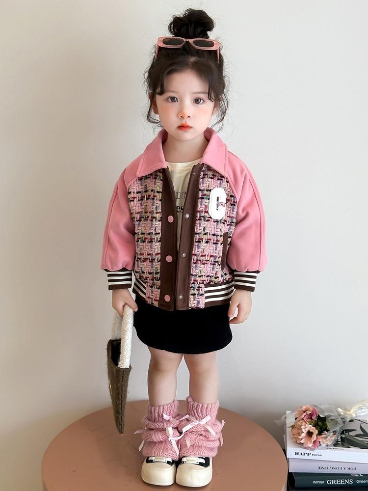 2025 Trendy Spring/Autumn Girls' Baseball Jacket - Stylish Fragrance Inspired Cool Outfit for Baby Girls