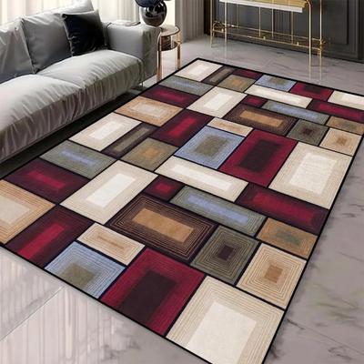 Teppich mit geometrischem Muster im nordischen Stil Wohnzimmer Großer Raumteppich Maschinenwaschbar Rutschfest Europäischer Imitationskaschmirteppich