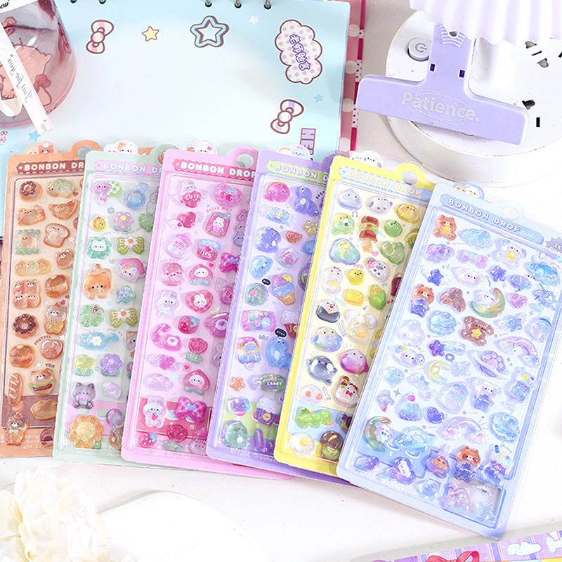 דף 1 מדבקות תלת מימד מצחיקות מתוקות של חיות קטנות, סקראפבוקינג, עשה זאת בעצמך, קישוט יומן, כלי כתיבה ליומנאות, מדבקות קוואי