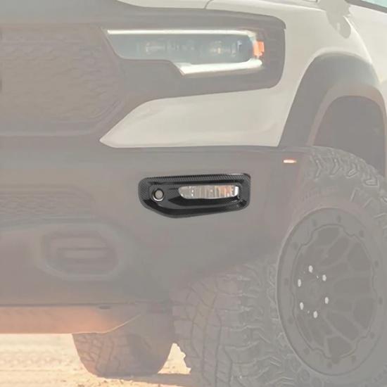 For Dodge Ram 1500 -2026 Carbon Fiber Front Fog Light Lamp Decor Cover Trim