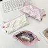 Sweet Quilted Bow Love Flap Pencil Case Organizer Coin Purse  Girly Cosmetic Bag Women Portable Sundries Storage Bag Gift