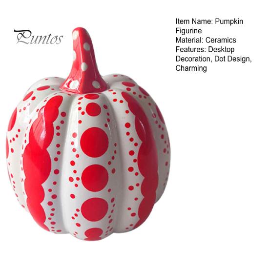 Rot-Weiß gepunktete Kürbisse Keramische Kürbisskulptur, Moderne Figur, Bauernhaus Sammlerstück Handwerk Geschenke Tischdekoration für Herbst, Halloween,