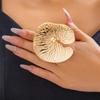 מוגזם פאנק נשי טבעות רטרו זהב כסף מתכת תכשיטים גיאומטריים סלסולים עלים גדולים טבעת גדולה לנשים אופנה Anillos