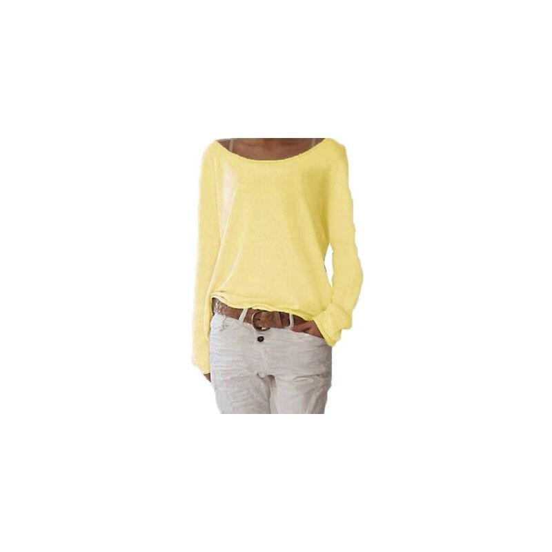 T-shirt in Cotone da Donna con Girocollo Manica Lunga Vestibilità Casual Morbido Comfort