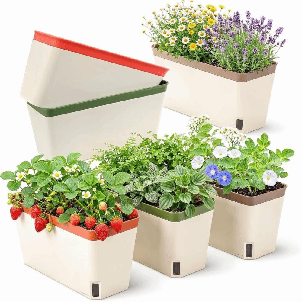 New Modern Self Watering Planter Pots Decorative Visual Water Level Window Herb Planter Box Indoor Planter Vegetables