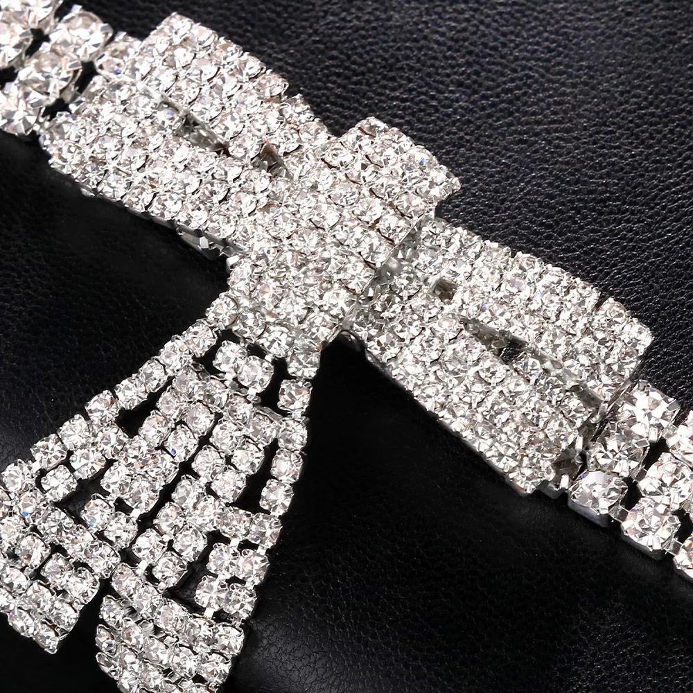 Moda Rhinestone Bow Wisiorek Choker Naszyjnik dla Kobiet Akcesoria Ślubne Punk Gothic Kryształ Kołnierz Chokers Biżuteria Prezent