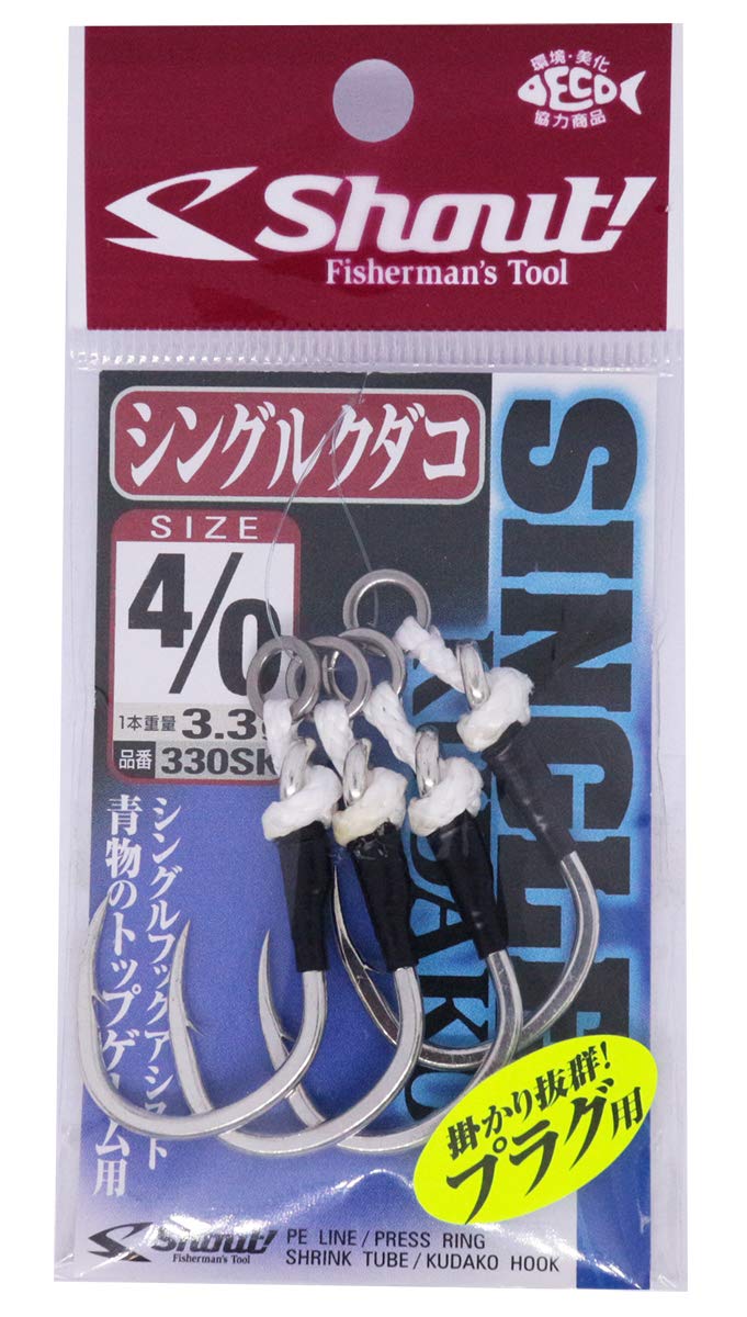 Shout одинарный крючок Kudako 330SK №4/0 #4/0 серебряный