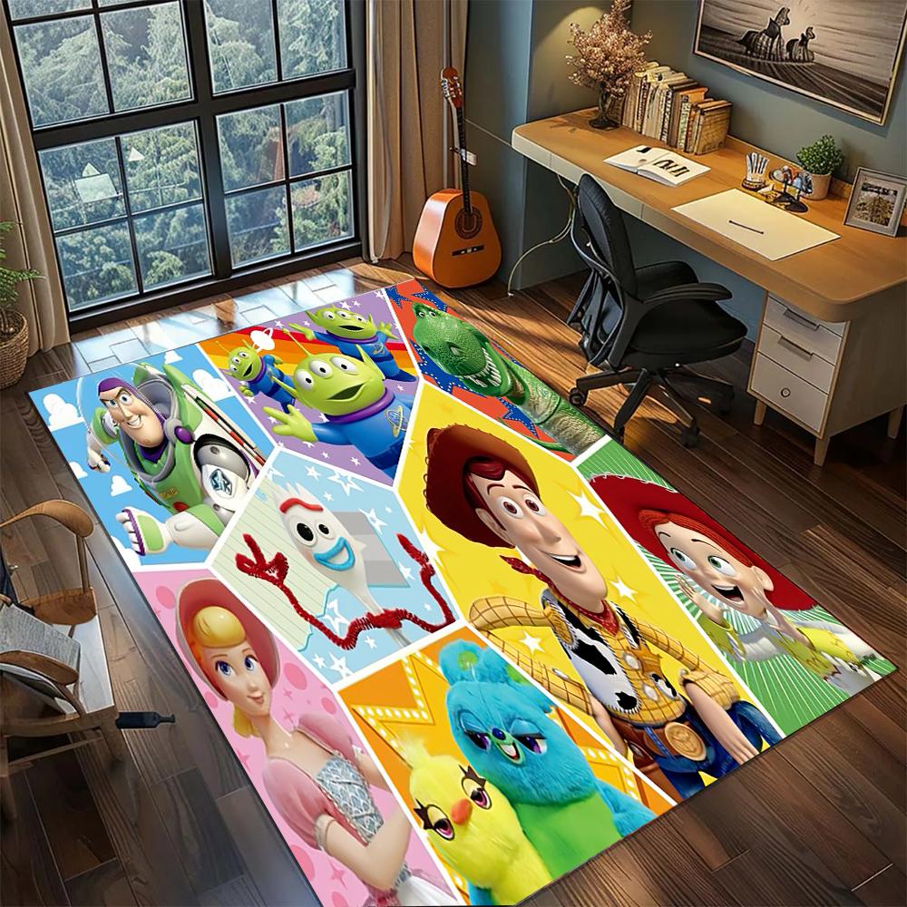Cute Toy Story Alien Pizza Planet Lotso Bear Rug Carpet Large Area Rug Non Slip Washable Floor Mat Gamer Room Bedroom Home Decor
