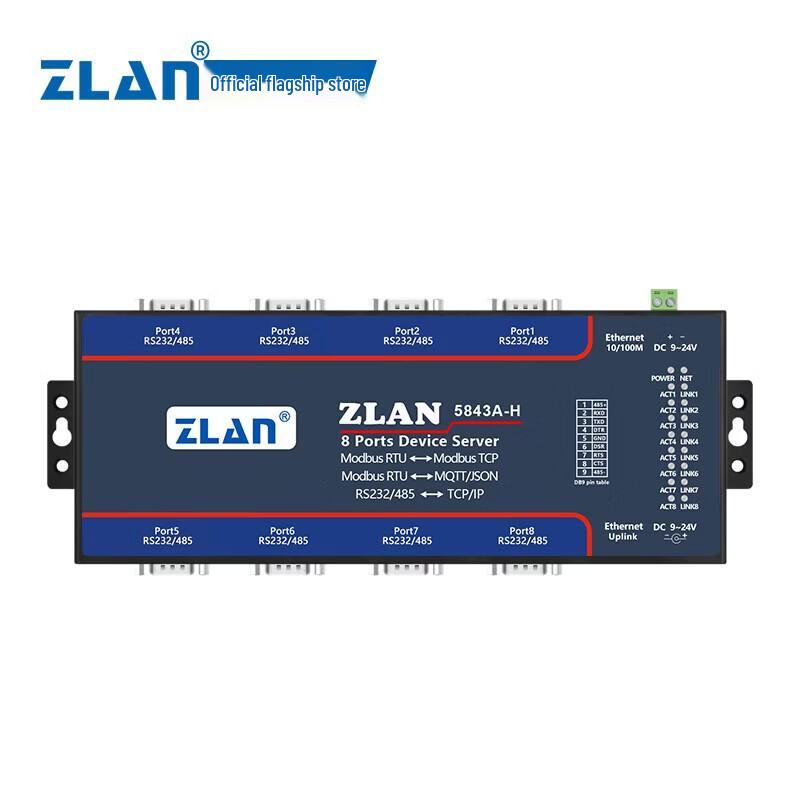 ZLAN 8-Port RS485/232/422 Serial To Ethernet Converter