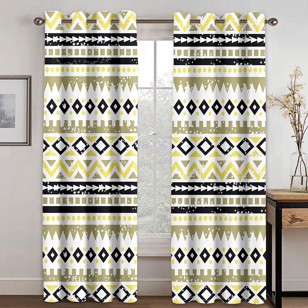 Black White Rune Stripe SimplicityLuxury Window Panel Drapes in Children Bedroom Space Living Room Hall Treatments Kitchen Decor Drapes Blinds