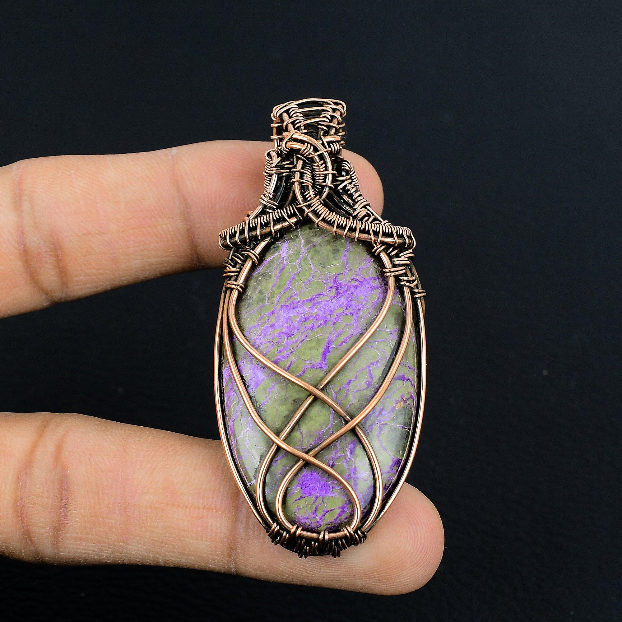 

Purpurite Pendant, 999 Copper Wire Wrapped Jewelry, Gemstone Pendant, Gift For Her Handmade Dainty Jewelry 2.55
