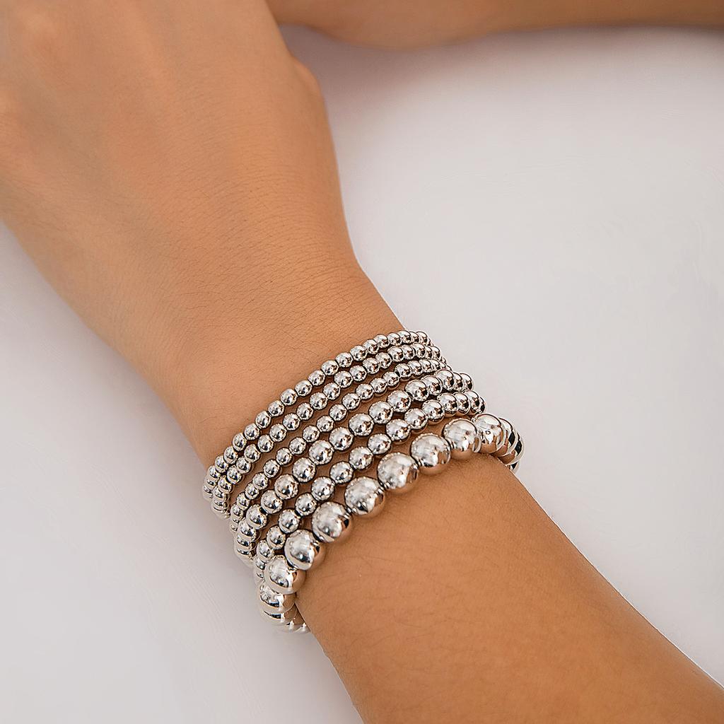 Heart Pendant Bead Stacking Bracelet Set Fashion Jewelry Minimalist Accessories Multi Layer Adjustable Bracelets for Women Girls Trend Charm Gift