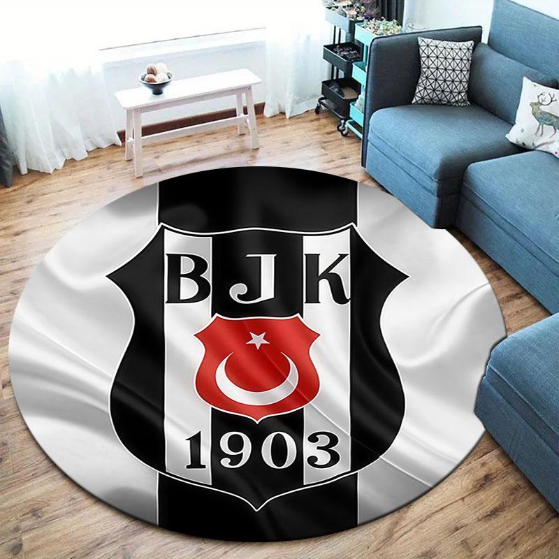 Besiktas Gymnastics Club Round Area Rug,Carpet Rug for Living Room Bedroom Sofa Playroom Decor,Non-slip Floor Mat
