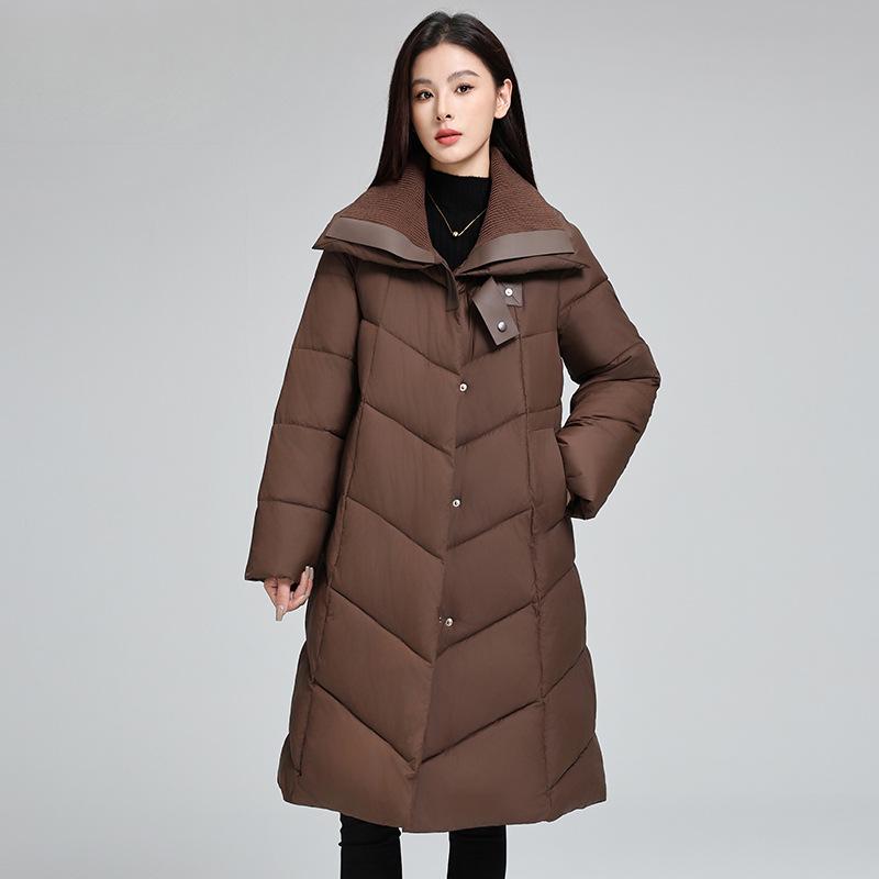2025 winter new padded jacket mid-length plus-size cotton jacket women's cotton jacket fashionable thickened warm over-the-knee jacket