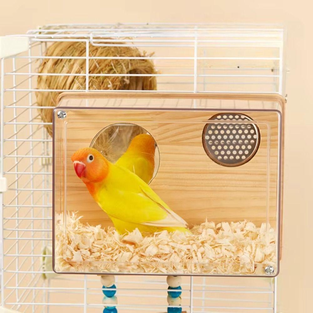 Atmungsaktive Wellensittich-Nistkasten Sichtbarer Vogelkäfig Haus Holznest Vogel Brutzeit