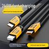 240W Fast Charging 3-in-1 Cable for Apple 13, Android, and Type-C.