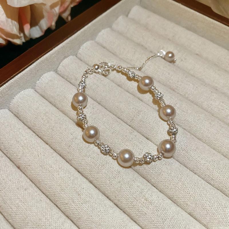 Rose Diamond Inlaid Pearl Bracelet Design Sense Niche High Value Temperament Personalized Fashion Shiny Bracelet