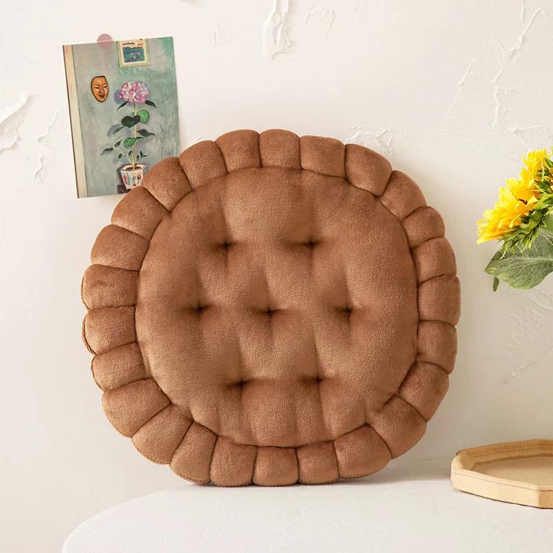 Biscuit Shape Cushion Soft Stuffed Cookie Cushion Creative Pillow Chair Car Seat Pad Home Sofa Decor Cookie Tatami Back Cushion