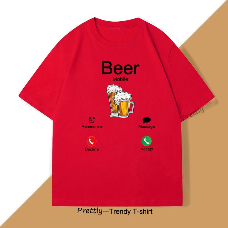 Beer Is Calling Design Tshirt Stylish Trendy Tee Shirt Funny Cotton Short Sleeve Graphic T Shirts Mens Designer Clothing S