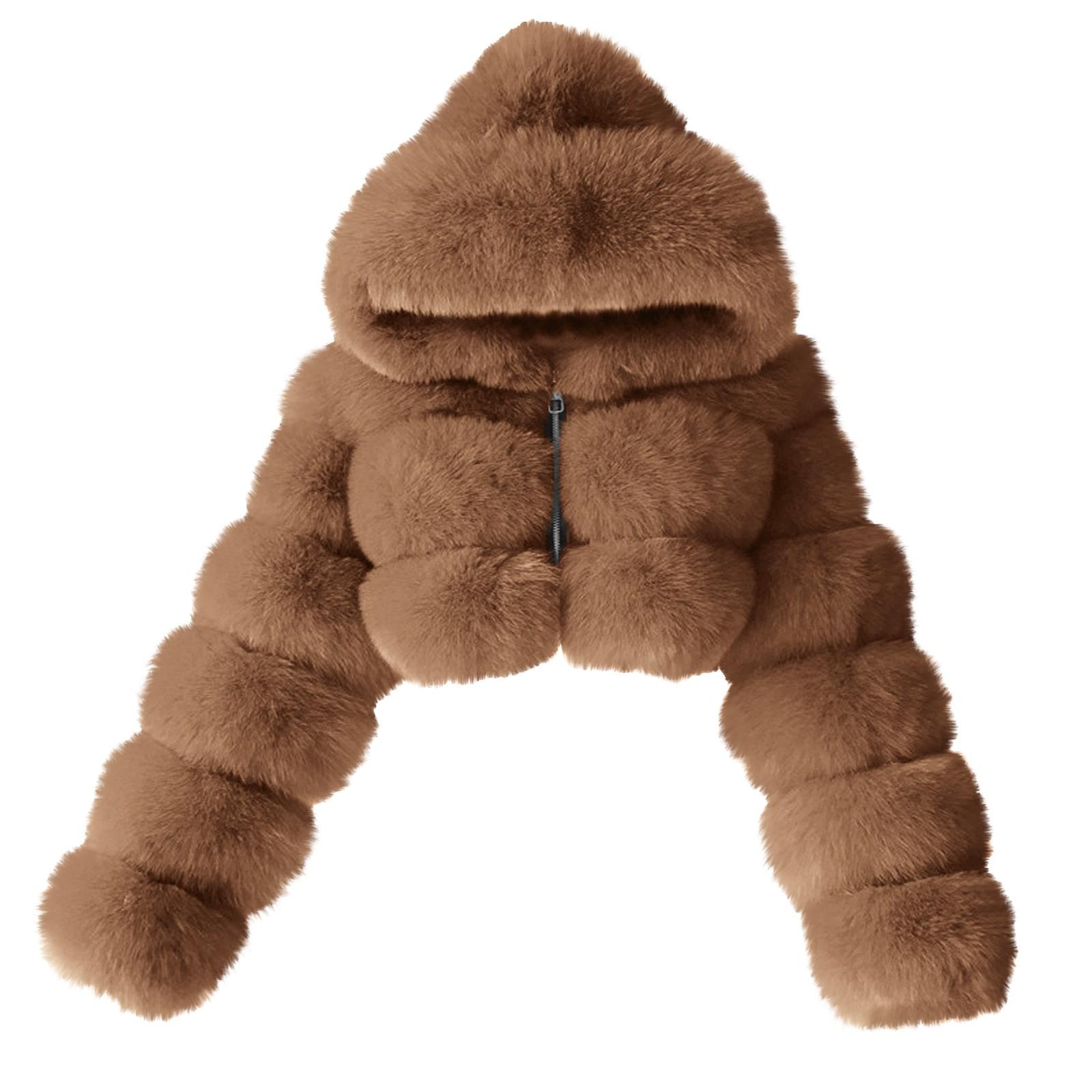 

Женское и зимнее плюшевое длинное рукава теплое кардиганное пальто L коричневый