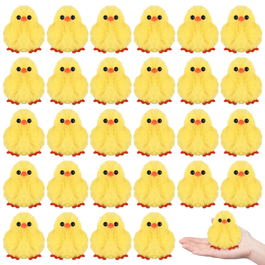 50Pcs Plush Chicks Keychain Large Fluffy Chicks Realistic Plush Chick Keychain Plu-Sh Pendant Easter Keyrings For Halloween, Chr