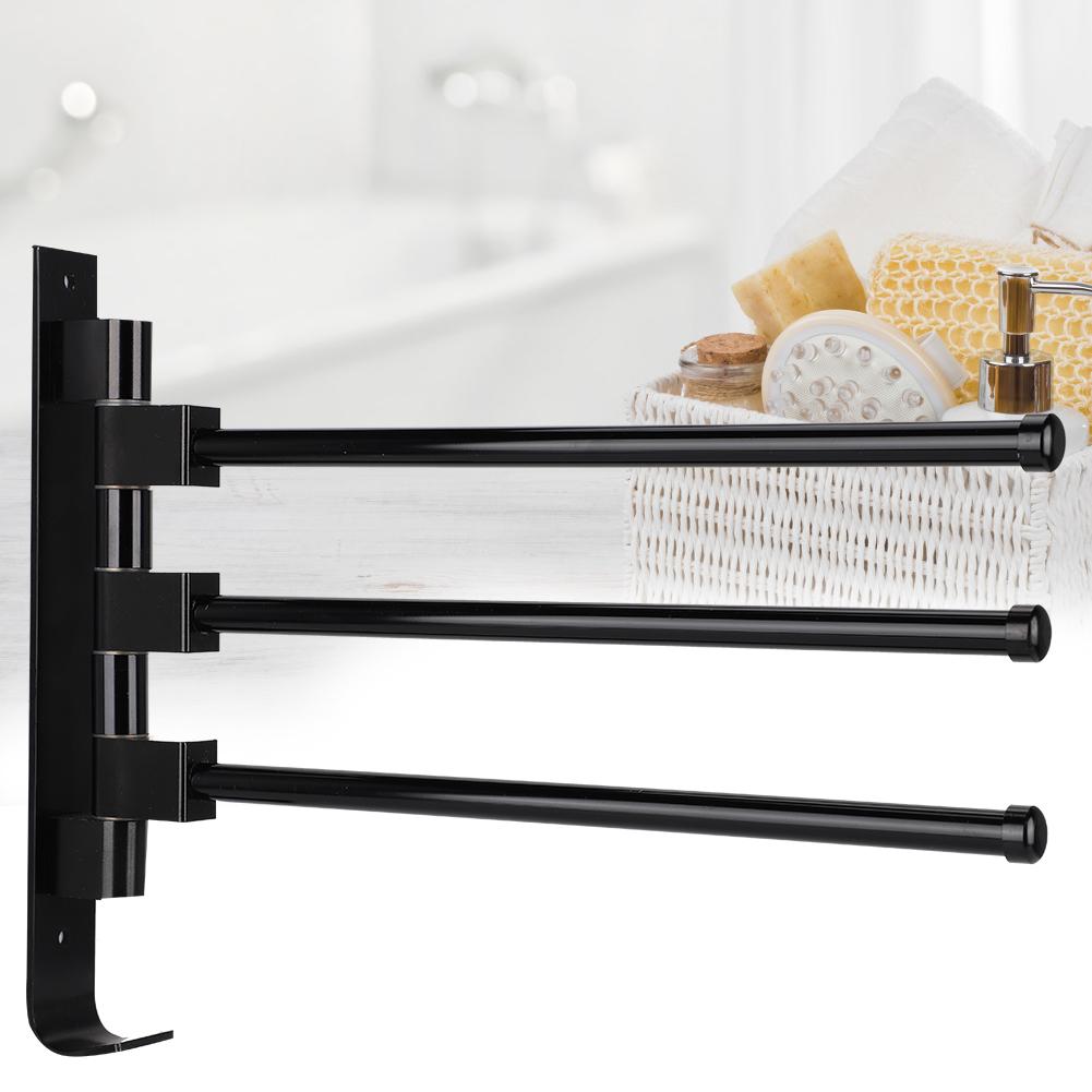 Home Hotel Badezimmer Raum Aluminium Beweglich Mehrfachstangen Handtuchhalter Halter AufbewahrungsorganisatorSchwarz 3