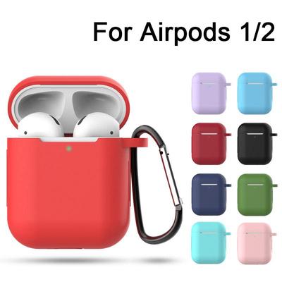 נרתיק סיליקון רך בצבע אחיד עבור Airpods 1/2 סיליקון נוזלי אלחוטי Bluetooth אוזניות כיסוי מגן עבור Airpods 2