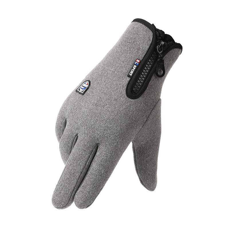 Warm Gloves Outdoor Cycling Gloves Men and Women's Sports Windproof and Cold Zipper Plus Velvet Autumn and Winter Touch Screen Gloves