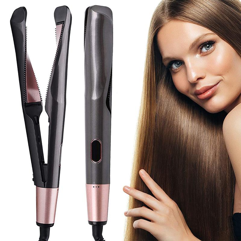 Portable 2 in 1 Hair Straightening and Curling Iron Lcd Ceramic Hair Curler and Straightener Magic Hair Curler