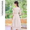 Si Shui Nian Hua Women's Simple Elegant Short Sleeve Mid-Length Dress