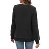 Women Sweatshirt Casual Long Sleeve Pullover V Neck Solid Color Lightweight Warm With Pockets