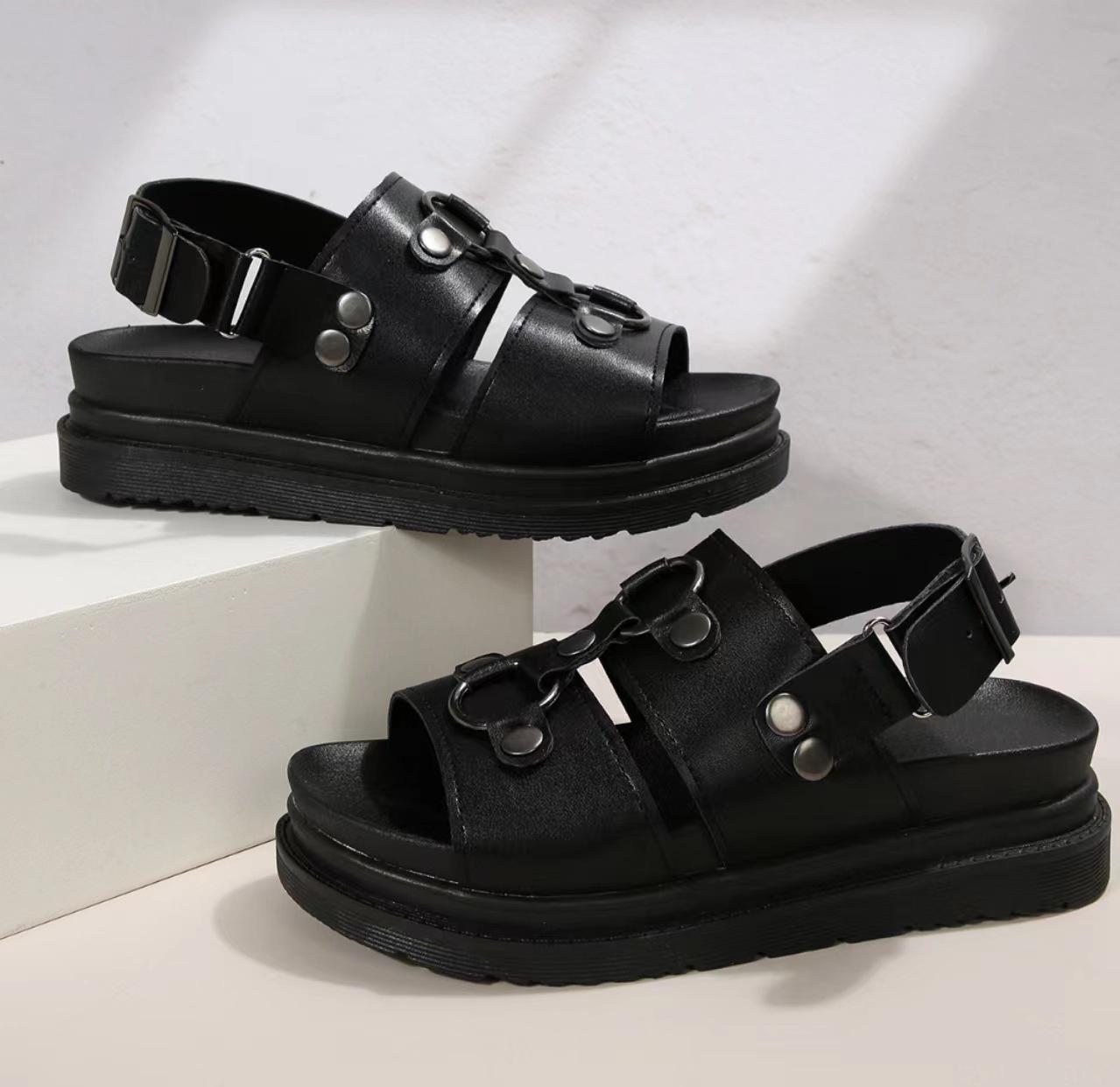 

Модные женские летние сандалии Новые римские сандалии на танкетке Женские дышащие босоножки на танкетке Fish Mouth Женские дизайнерские роскошные женские туфли 43 чёрный