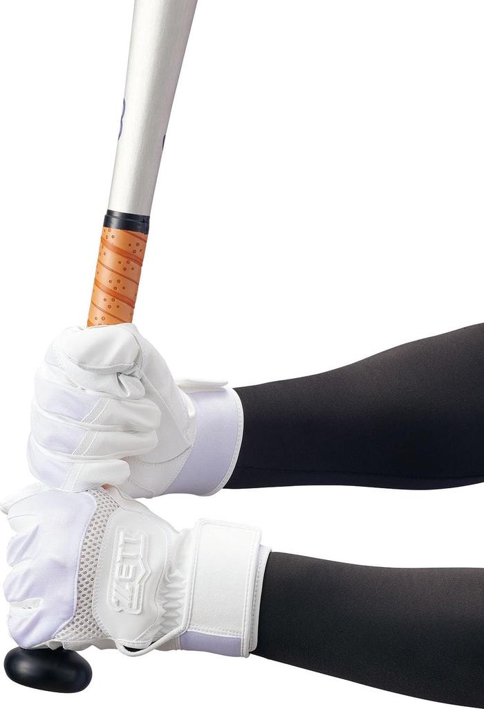 ZETT Neo Status Batting High School Baseball Mega High White BG17103HS Gloves, Ambidextrous, Compatible, Grip, (1100), Small,