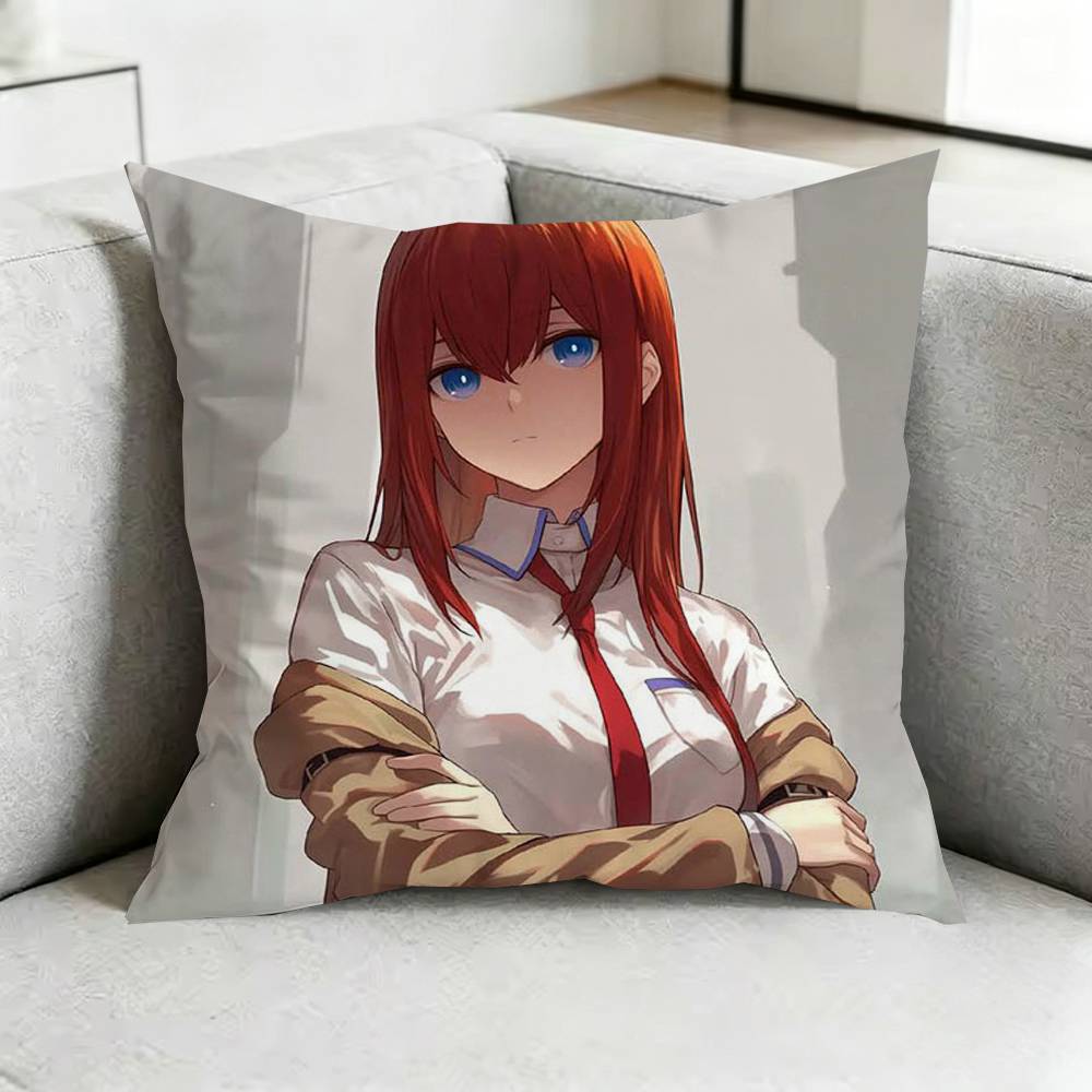 Steins GGate Anime Pillow Case Square DoubleSided Sofa Cushion Cover Bedroom Bedside Pillow Gift