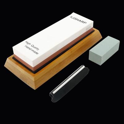 Premium Japon Whetstone Bıçak Bileme Taşı 2 Yan Grit 1000 6000 Kaymaz Bambu Tabanı ve Açı Kılavuzu ile Su Taşı