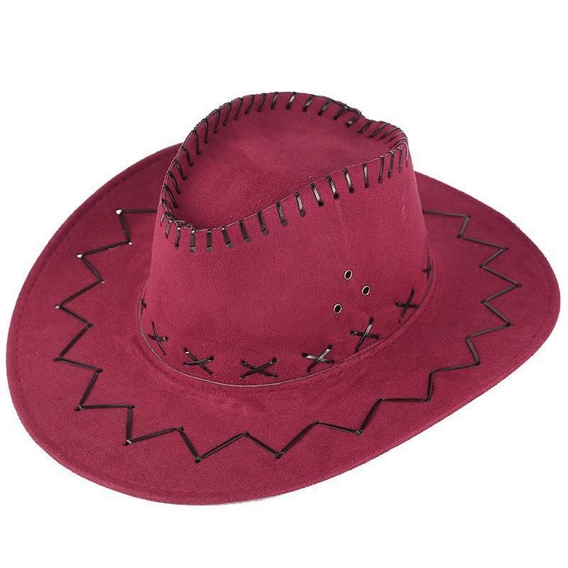 Unisex Western Faux Suede Cowboy Hat - Sun Protection for Outdoor Leisure & Travel