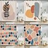 Nordic Style Abstract Art Leaves Print Shower Curtain Waterproof Polyester Bath Curtain Color Block Curtains For Bathroom Decor