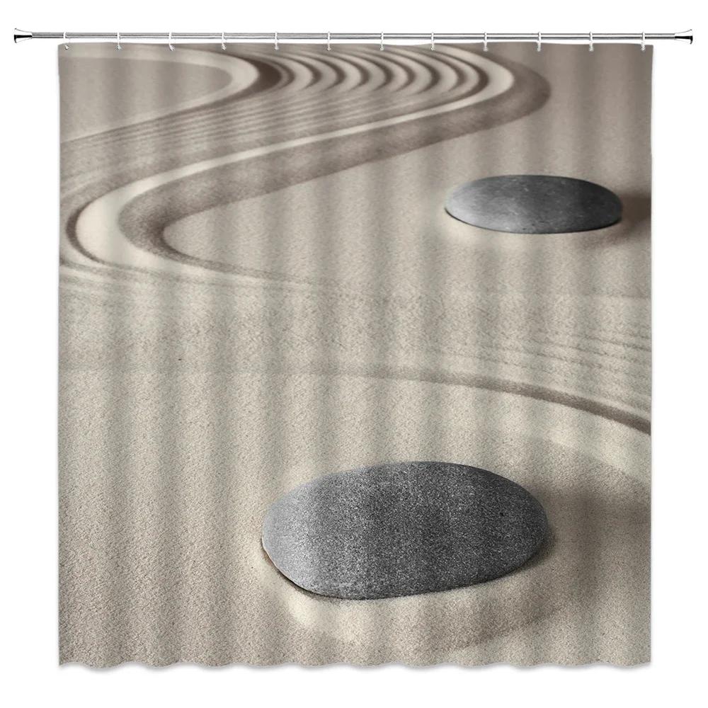 Tende da Doccia con Fiori di Loto Bianchi e Pietre, Zen Spa, Bagno Bianco, Impermeabile, Extra Lunghe, Tessuto in Poliestere per Decorazione Vasca da Bagno