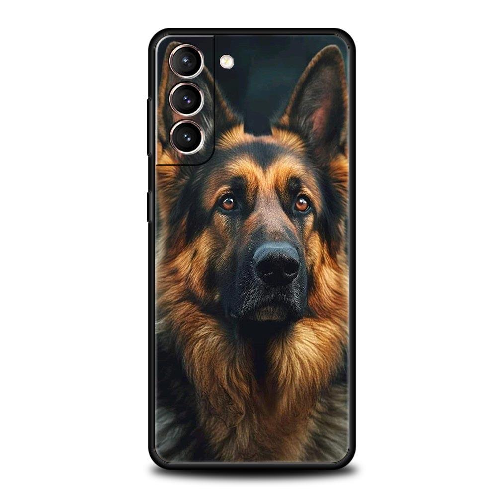 German Shepherd Dog Cartoon Soft Phone Case For Samsung Galaxy S25 Edge S24 Plus S23 FE S22 S21 S20 Ultra 5G S10 Protect Cover