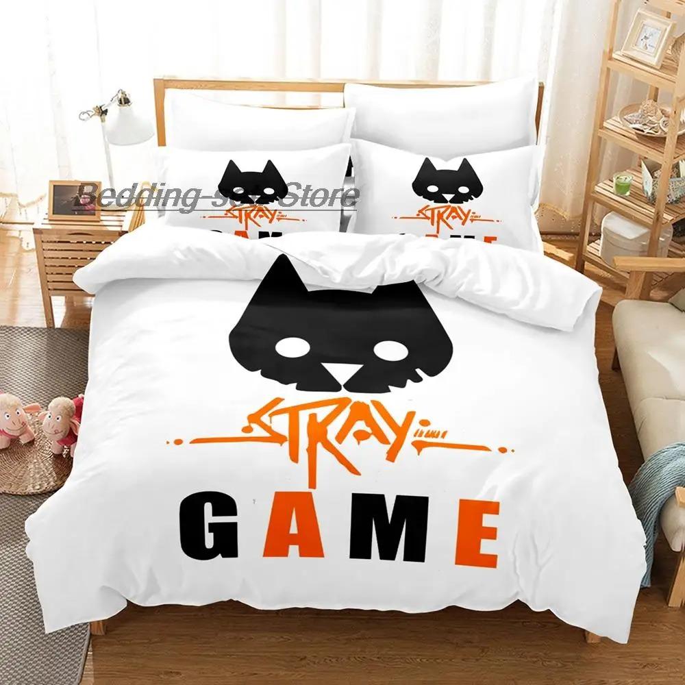 New Stray Game Cat Momo Bedding Set Single Twin Full Queen King Size Kawaii Bed Duvet Cover Sets for Adult Kids