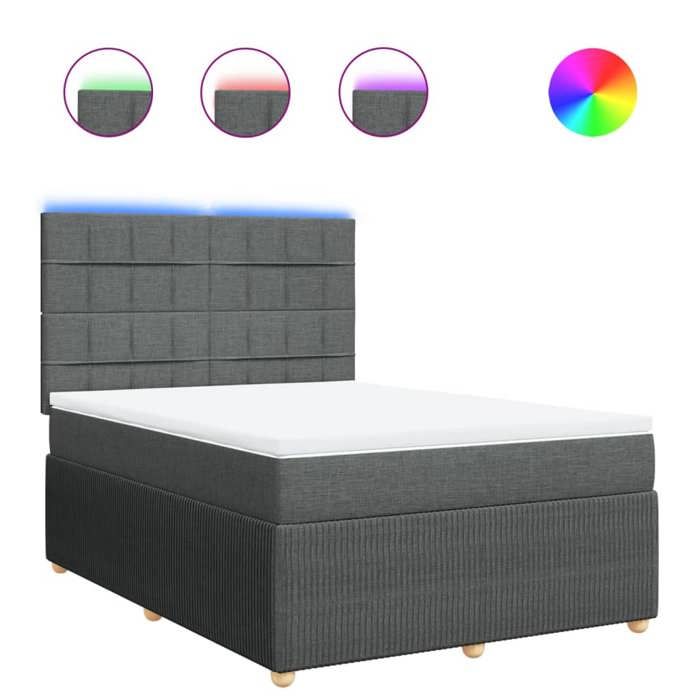 VidaXL Sommier à lattes de lit avec matelas Gris foncé 140x190cm Tissu 3294352