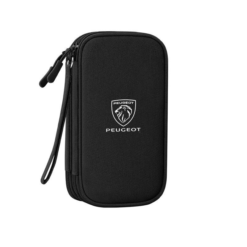 Portable Car Travel Storage Bag Key Driver's License Gadget Card Pouchs For Peugeot 408 4008 308 3008 5008 508 2008 208 RCZ 407