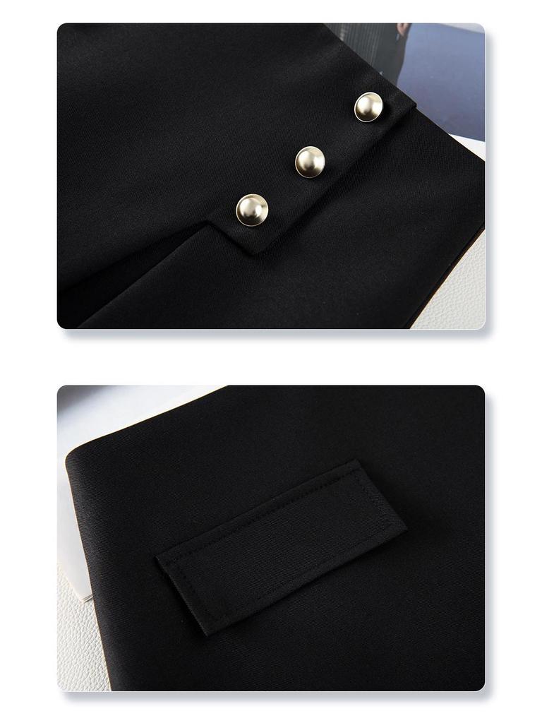 Women's Black Suit Midi Skirt: 2025 Spring High-End Bodycon A-line Skirt