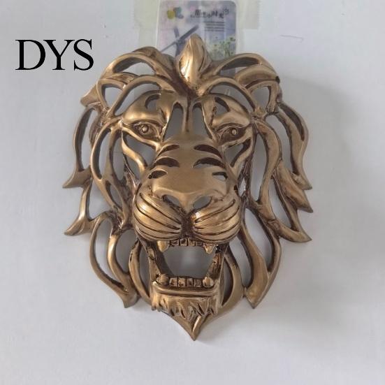 Accents Lion Artistic Modern Wall Sculpture Resin Retro Bronze Decorative Art 3d Animal Head Metallic Brass Style Art Figurine Hollow Hanging