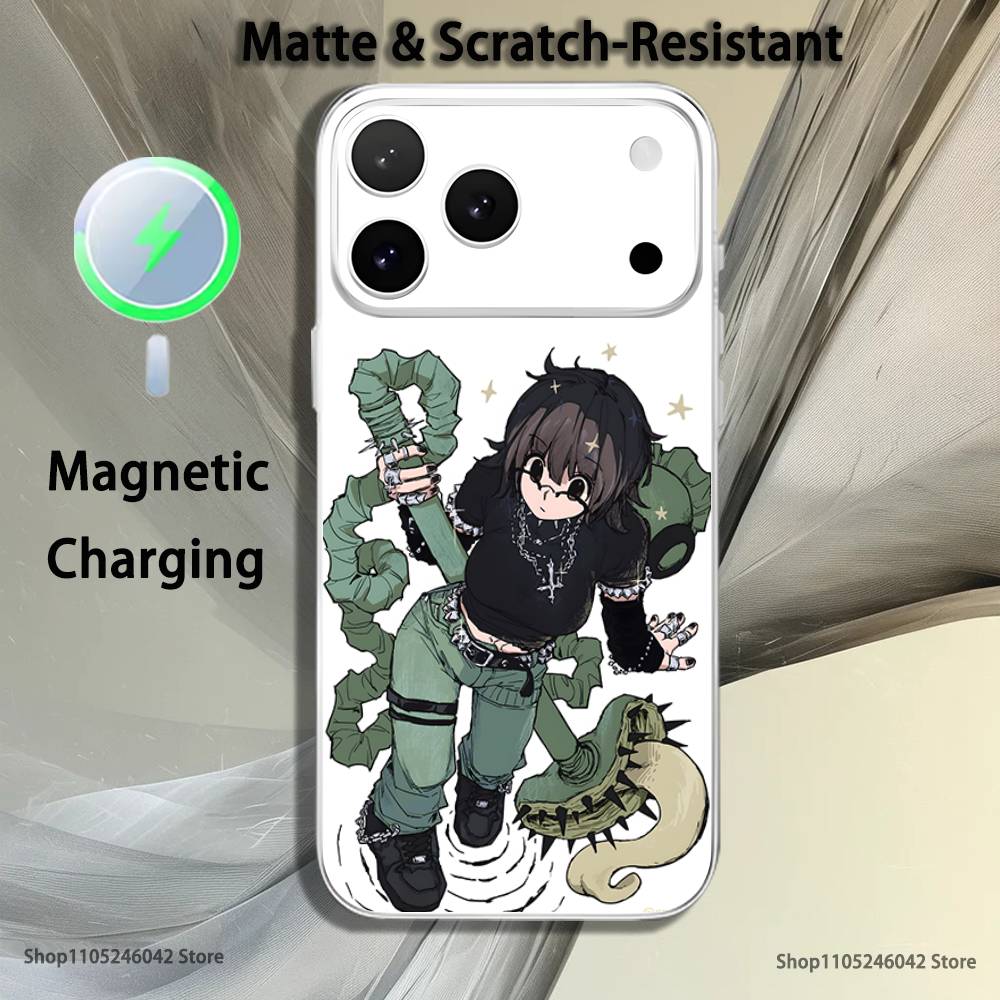 

H-HunterS S-ShizukuS Magnetic Wireless Charging Transparent White Phone Case For iPhone 17,16,15,14,13,12,11,Pro,Max,Plus iPhone16pro