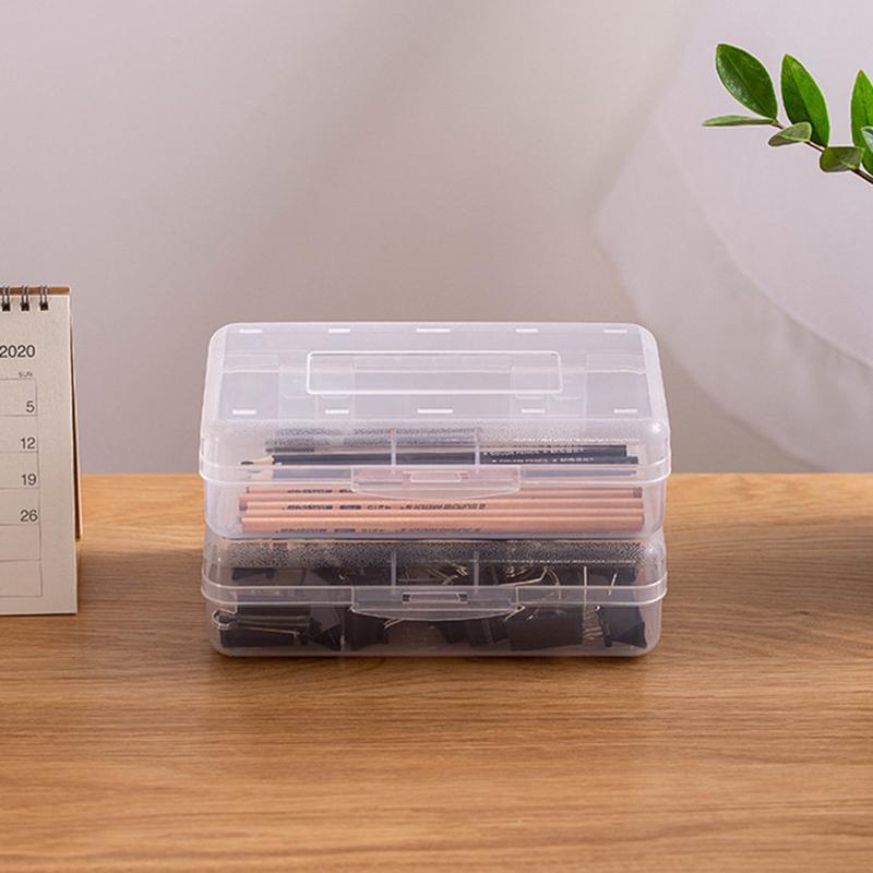 Transparent Pencil Box Hard Plastic Pencil Case Crayon Pen Box Sketch Pencil Case Stacking Office Supplies Organizer Box