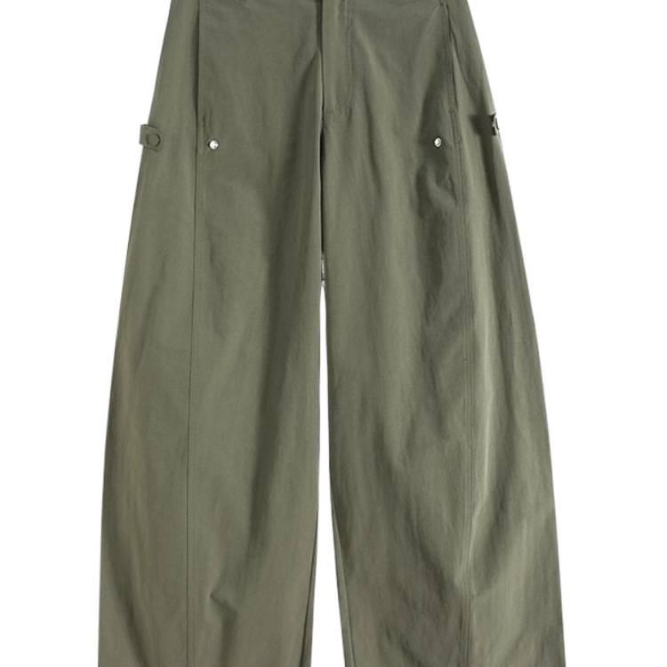 Women's American Style Green Wide-Leg Workwear Pants - Summer Loose Fit, Thin, Floor-Length, Casual 2026.